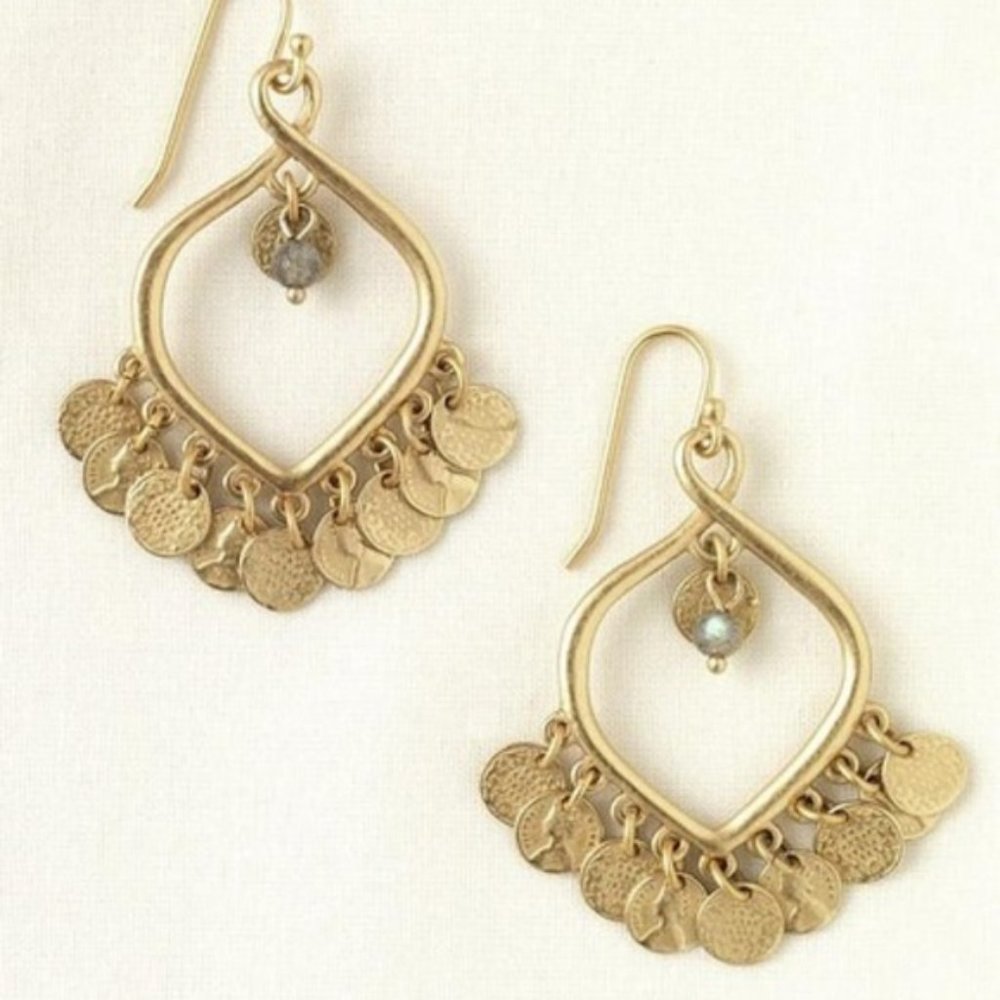 Stella & Dot | Exotic GOLD Coin Disc Rio Dangle Chandelier Earrings Reti… - Picture 5 of 8